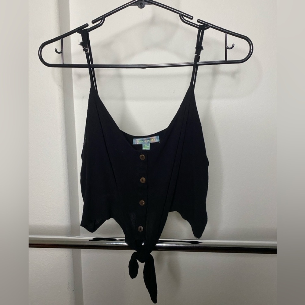 Good Luck Gem Tie Front Crop Tank Top (XL)